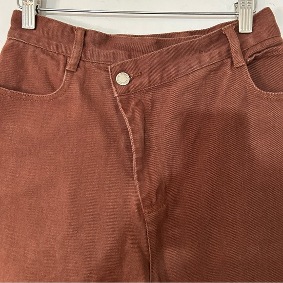 C/Meo Collective Between the Lines Crossover Waist Chocolate Brown Cropped Jeans - Picture 6 of 10